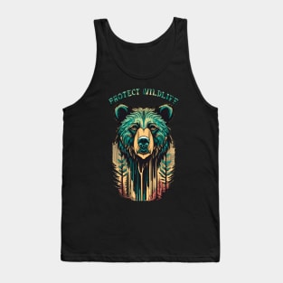 protect wildlife. bear and forest vintage design Tank Top